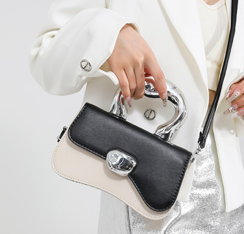 Colorblock Solid Color Office Lady Satchel Bags