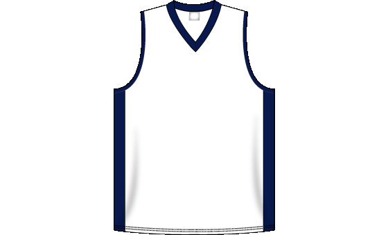 V-Neck Dryflex White and Navy Basketball Jersey